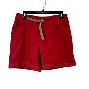 Zyia Women's Red Poly/Spandex Cuffed Not Just a Trail Shorts w Pockets & Belt EU